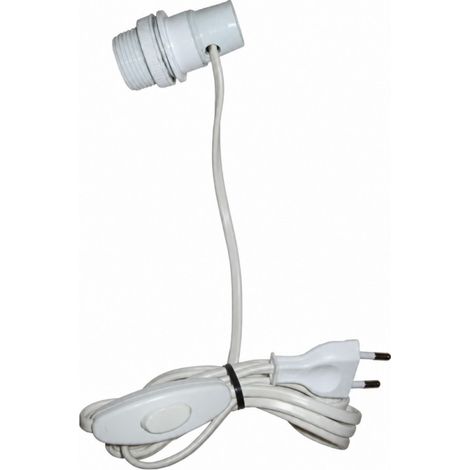 Adapter Flaschenbirne E14 mit Schalter und Stecker 2x0.75 auf 1.5m, weiss