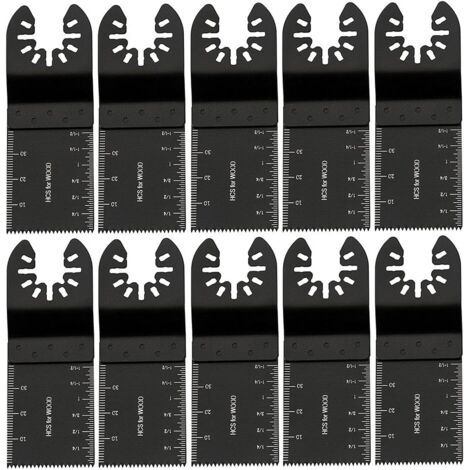 Lame doutil multifonction　Lames de Scie Oscillantes pour Métal/Bois, 10 PCS Outil Multifonction Saw Blades Accessoires Kit de 34mm, Accessoires d'outils en Acier au Carbone, pour Bosch Fein - Noir-RAP