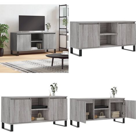 Meuble TV sonoma gris 104x35x50 cm bois d'ingénierie - Rangement salon - Meuble tv bois (1/5)