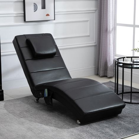 Sillón relax masajeante de polipiel, 8 puntos de masaje, 58 x 163 x 87 cm, negro DESVIAE (1/5)