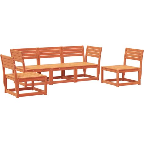 Maison Exclusive - 5-tlg. Garten-Sofagarnitur Wachsbraun Massivho (1/5)