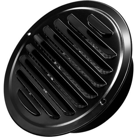 Circular stainless steel ventilation grille with mesh, suitable for bathrooms, walls and exteriors, diameter 150 mm, black. (1/5)