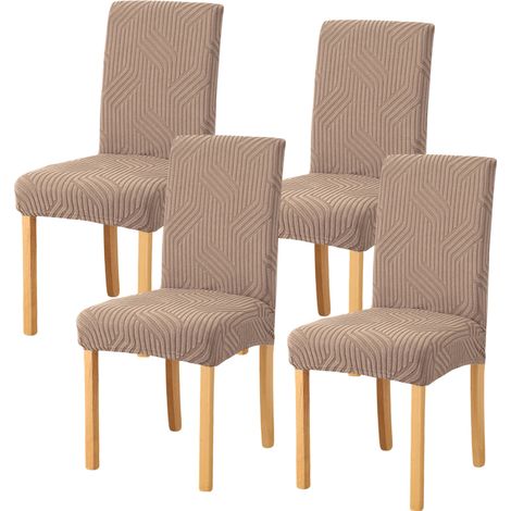 4 fundas para sillas, elásticas, de poliéster y elastano, lavables a máquina, para comedor y cocina. (1/5)