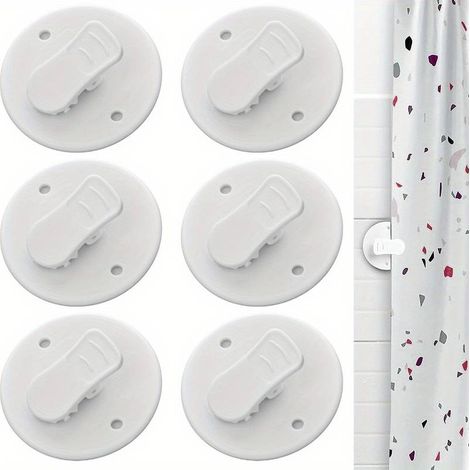 Lot de 6 pinces pour rideau de douche, clips adhésifs anti-éclaboussures pour rideau de douche, fixation pour rideaux de douche et autres rideaux...