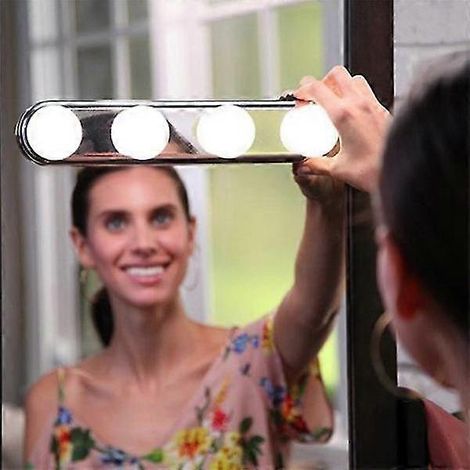 Miroir de maquillage LED à 4 ampoules avec ventouse, lampe murale pour coiffeuse (1/5)