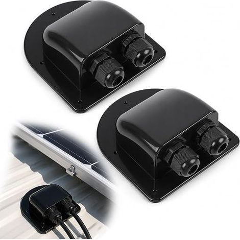 Presse Étoupe Solaire D'entrée de Câble Étanche, Double Presse Étoupe D’entrée Câble, Passe Toit Solaire éTanche, pour Camping Car, Bateau, Caravanes, pour Câbles de 6-10 mm, Noir (1/5)
