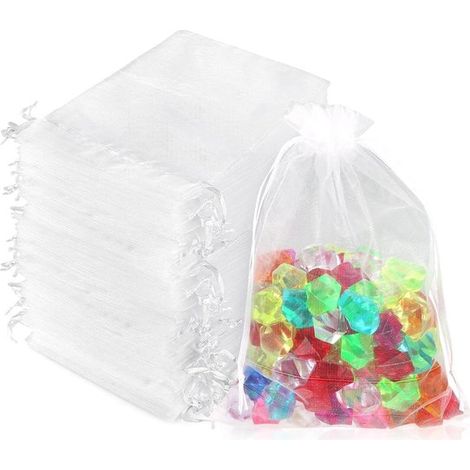 100 pièces Sachets en organza - Wit - 1318 cm - Sachets de fête - Sachets à bonbons - Sachets cadeaux - Sachets à distribuer - Sachets à bijoux - Sachets de mariage, Sachets de lavande, Sachets de dra (1/5)