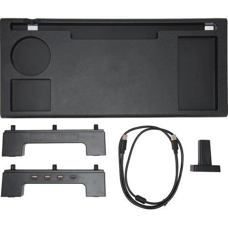 Socle moniteur ergonomique avec 3 ports USB, en plastique robuste, facile à assembler, support d'écran pour ordinateur portable, imprimante et TV. (1/5)