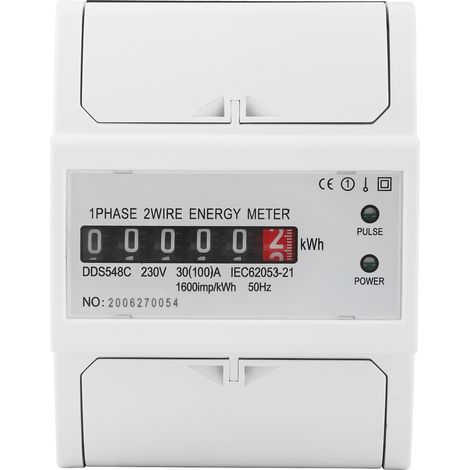 DDS548C Watt Hour Meter Single Phase 4P 230V Power Energy Meter 35mm DIN-Rail Mount (1/5)