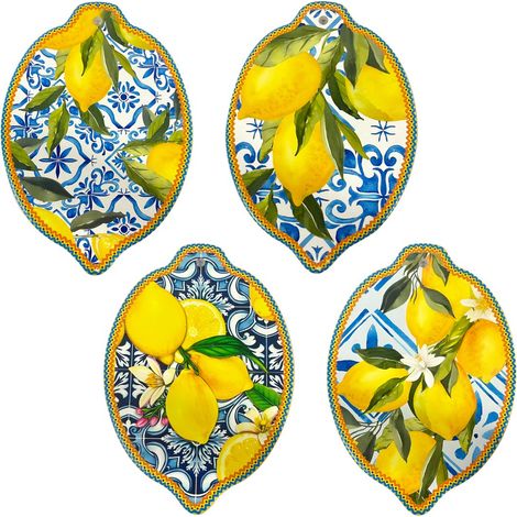 Tovagliette decorative antiscivolo in ceramica a forma di limone per cucina e sala da pranzo, set da 4, design esclusivo
