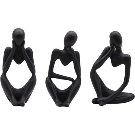 La Statue du penseur, 3 Pièces Sculpture Abstraite Résine Mini Penseur Sculpture Ornements Ensemble à la Main Abstraite penseur Sculpture Moderne Fine Art Figure pour Bureau à Domicile décoration (1/5)