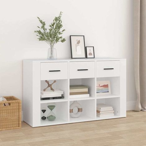 Aparador de madera contrachapada blanco 100x30x59,5 cm (1/4)