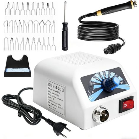 Station de pyrogravure, kit de pyrogravure avec 30 pointes de fil, machine de pyrogravure, stylo de combustion de bois amovible, température réglable 100 ℃ - 800 ℃, kit de pyrogravure pour bois, cuir (1/5)