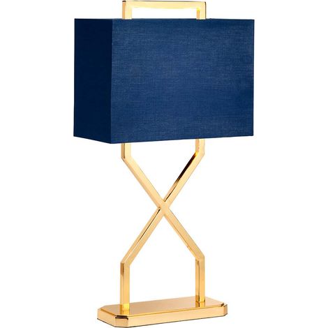 Lampada da tavolo, lampada da scrivania, lampada laterale, acciaio, oro, H 67,8 cm, lampada da soggiorno (1/2)