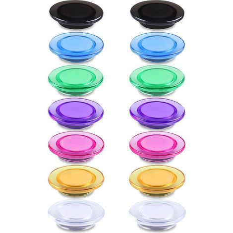 Lot de 14 Aimants Puissants, Colorés, Transparent, Petit, Rond, pour Tableau Magnétique Frigo, Calendrier (7 Couleurs) (1/5)