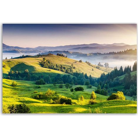 Tableau paysage vallonné en lumière dorée (1/5)