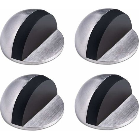 Butées de porte en caoutchouc – Butées de sol adhésives – Ensemble de 4 pièces, acier inoxydable argenté