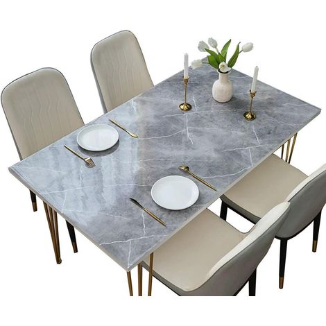 Nappe en PVC aspect marbre 60x60cm Gris foncé Imperméable et lavable