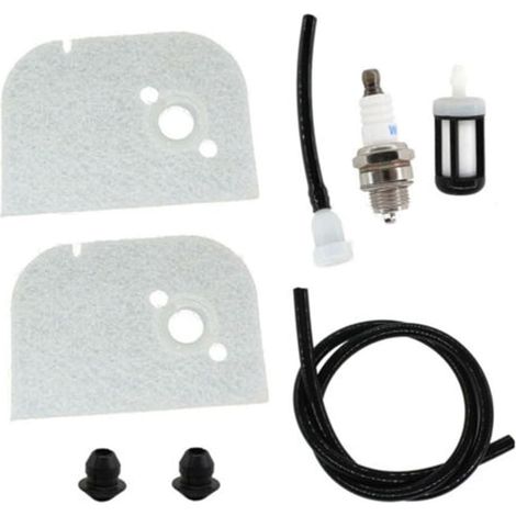 Filtre à air et kit d'entretien pour tronçonneuses 009, 009L, 010, 011, 012 - Comprend 2 filtres, filtre à carburant, ligne et œillets (1/5)