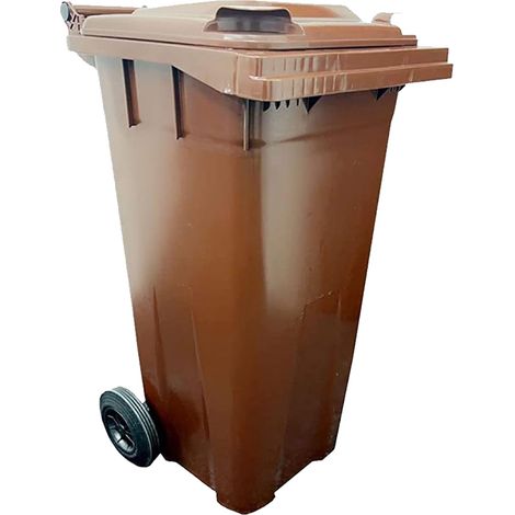 1 x 140L Green Compact Sized Waste Recycling Wheelie Bins With Strong Rubber Wheels & Lids