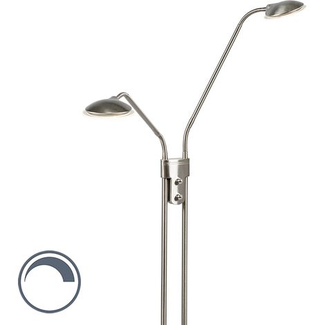 Modern Steel Floor Lamp with Reading Lamp Incl. LED - Eva