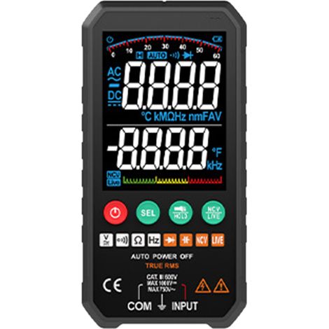Multimètre intelligent numérique tactile FY107C voltmètre écran LCD avec mesure de température et compteur de test (1/5)