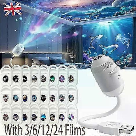 Veilleuse projecteur galaxie 2 en 1 avec lampe de projection USB et 24 films de projection Mini lampe galaxie newynal (1/4)