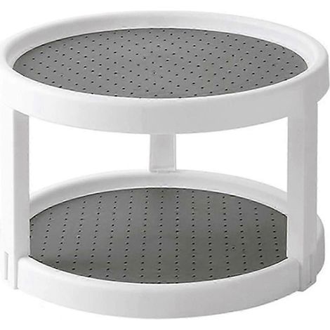 Étagère de rangement rotative antidérapante à 2 niveaux pour condiments et assaisonnements (1/5)