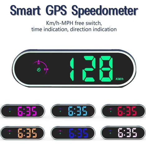 Compteur de vitesse GPS HUD pour voiture, affichage vitesse‑heure‑boussole, couleurs réglables, commutation km/h‑mph (1/5)