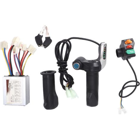 Kit de modification vélo électrique 48V 500W contrôleur vitesse avec écran pointu verrouillage accélérateur poignée tournante interrupteur 3 fonctions pour moto (1/5)