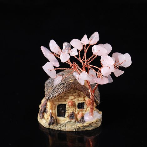 Arbre En Cristal - Décoration Intérieure Avec Gravier Naturel Et Base En Agate - Pour Salon Chambre Ou Bureau - 1 Pièce