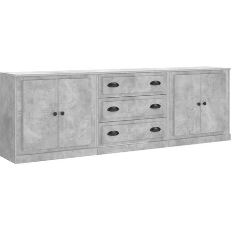 Maison Exclusive - Credenze 3 pz Grigio Cemento in Legno Multistrato