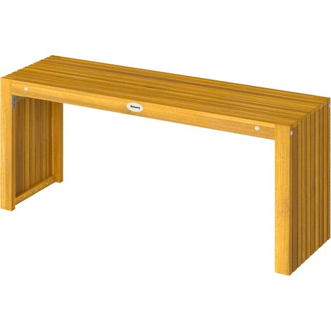 Zweisitzige Gartenbank aus Akazienholz mit Sitzfläche aus Naturholzlatten, 110 x 30 x 45 cm