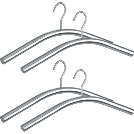 WENKO Kleiderbügel Dry 4er Set Edelstahl, rostfrei, Silber matt, Edelstahl rostfrei silber matt (1/5)
