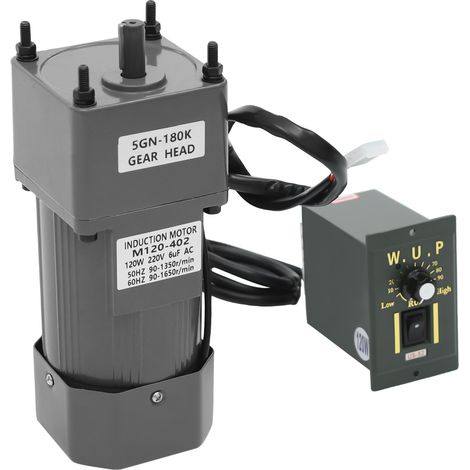 220V 120W Motoréducteur avec régulateur, 3,8 Nm, rapport 1:180, vitesse de rotation réglable, Pour machine outil, convoyeur, industrie (1/5)