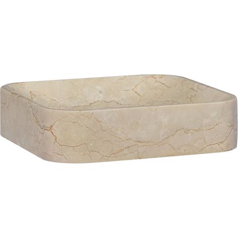 Lavabo hecho a mano 40x40x10 cm mármol crema 020002824