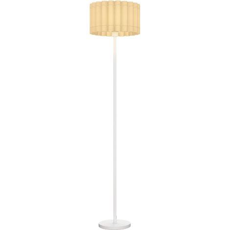 Lampada da terra con portalampada E27, paralume ondulato, interruttore a pedale, bianca (1/5)