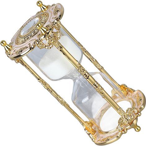 Sablier ancien en métal élégant, d'une durée de 15 minutes, idéal pour les mariages, la maison, les bureaux et les espaces de travail. Or blanc. (1/5)