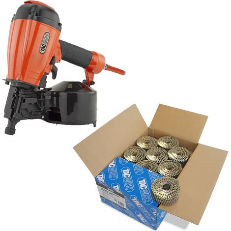 Tacwise Coil 57mm Air Framing Nailer + 9,000 2.5 X 50mm Galvanised Coil Nails (1/5)