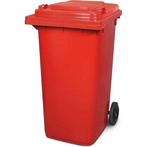 BRB Müllbehälter, Inhalt 240 Liter, HxBxT 1075 x 580 x 730 mm (rot) (1/2)