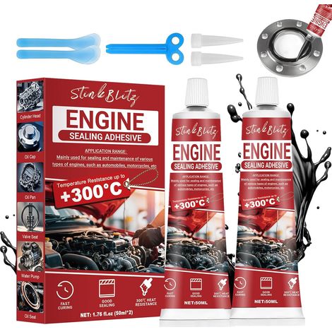 Pate A Joint Moteur,Lot De 2 Mastics Pour Moteur, Noir, Silicone Haute Température, Joint Carter Huile Moteur pour Scellement et Réparation Moteur de, Voitures, Motos (1/5)