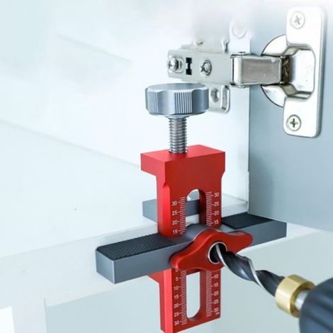 1 pezzo,Strumento per l'installazione di ante di armadi,Strumento per la lavorazione del legno,Posizionamento rapido,Rosso (1/4)