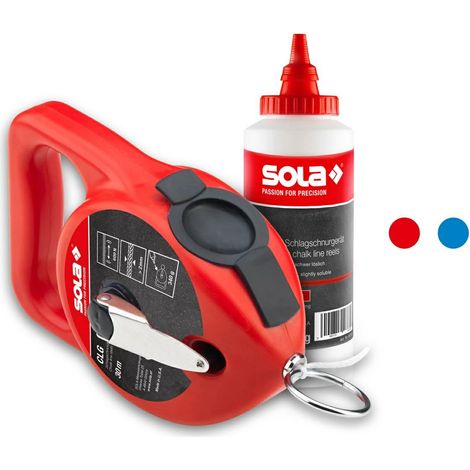 Sola CLG - Set de cordoncini de impatto con il gesso, 30 metri di cordoncino de per una facile marcatura, gesso in polverede blu per una buona visibilità su superfici chiare.