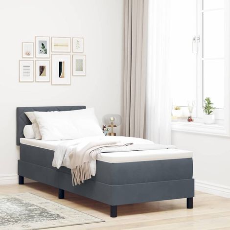 LED Boxspringbett mit Matratze Dunkelgrau 80 x 200 cm Samt (1/5)