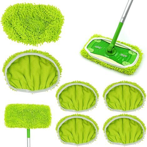 6 pièces Serpillière Recharge Balai Vapeur, Vert Tampons de Vadrouille en Microfibre, Housses en Microfibre Balai Vapeur Steam Accessoire Chiffons (1/5)