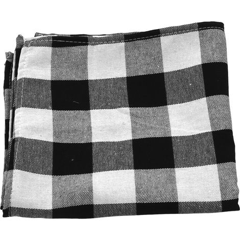 Nappe de Noël 5 pièces 45x45cm, motif tartan noir et blanc, housse de table en polyester résistante, réutilisable et décorative pour fêtes et repas (1/5)