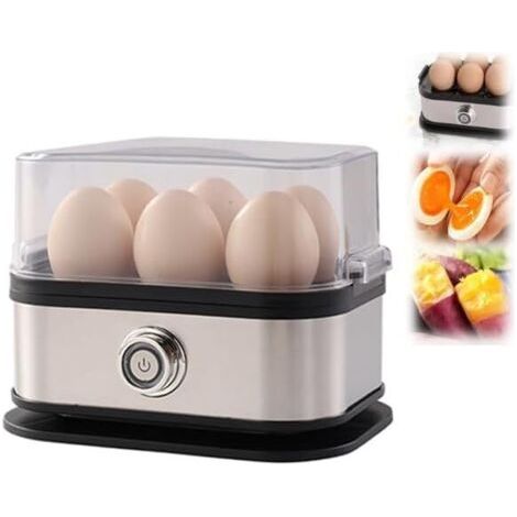 Cuiseur à œufs intelligent avec arrêt automatique, cuiseur à œufs rapides, œufs durs et mous, capacité de 6 œufs, cuiseur vapeur multifonction en acier inoxydable pour boulettes, légumes (1/5)