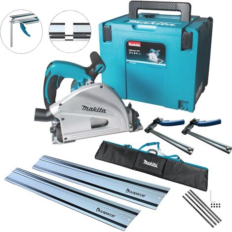 Makita SP6000J 240v Plunge Cut Circular Saw 165mm + 2x1.5m Guide Rail QR Clamp (1/5)