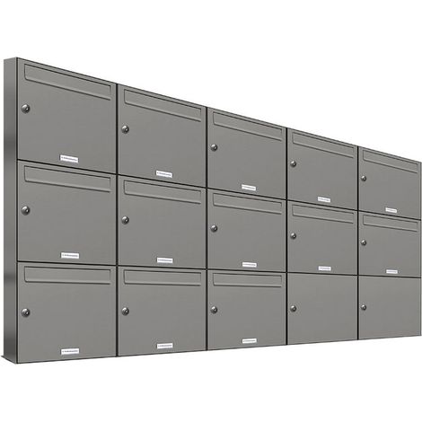 13er Premium Briefkasten Aluminiumgrau RAL Farbe 9007 für Außen Wand Postkasten 5x3 (1/5)