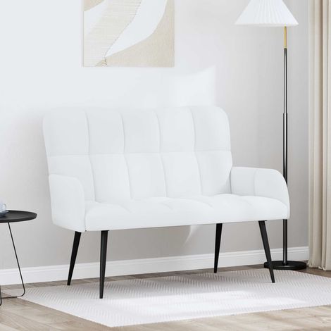 vidaXL Sofa 2 places Blanc 115 x 61 x 87 cm Tissu (1/5)
